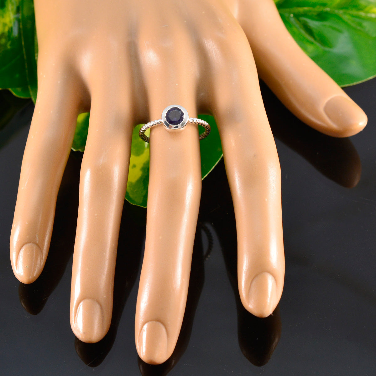 Zoey Graceful Blue Solitaire Ring
