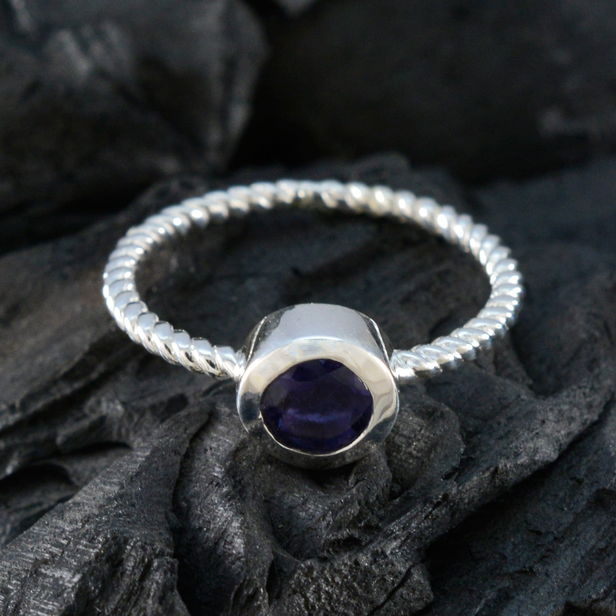 Zoey Graceful Blue Solitaire Ring