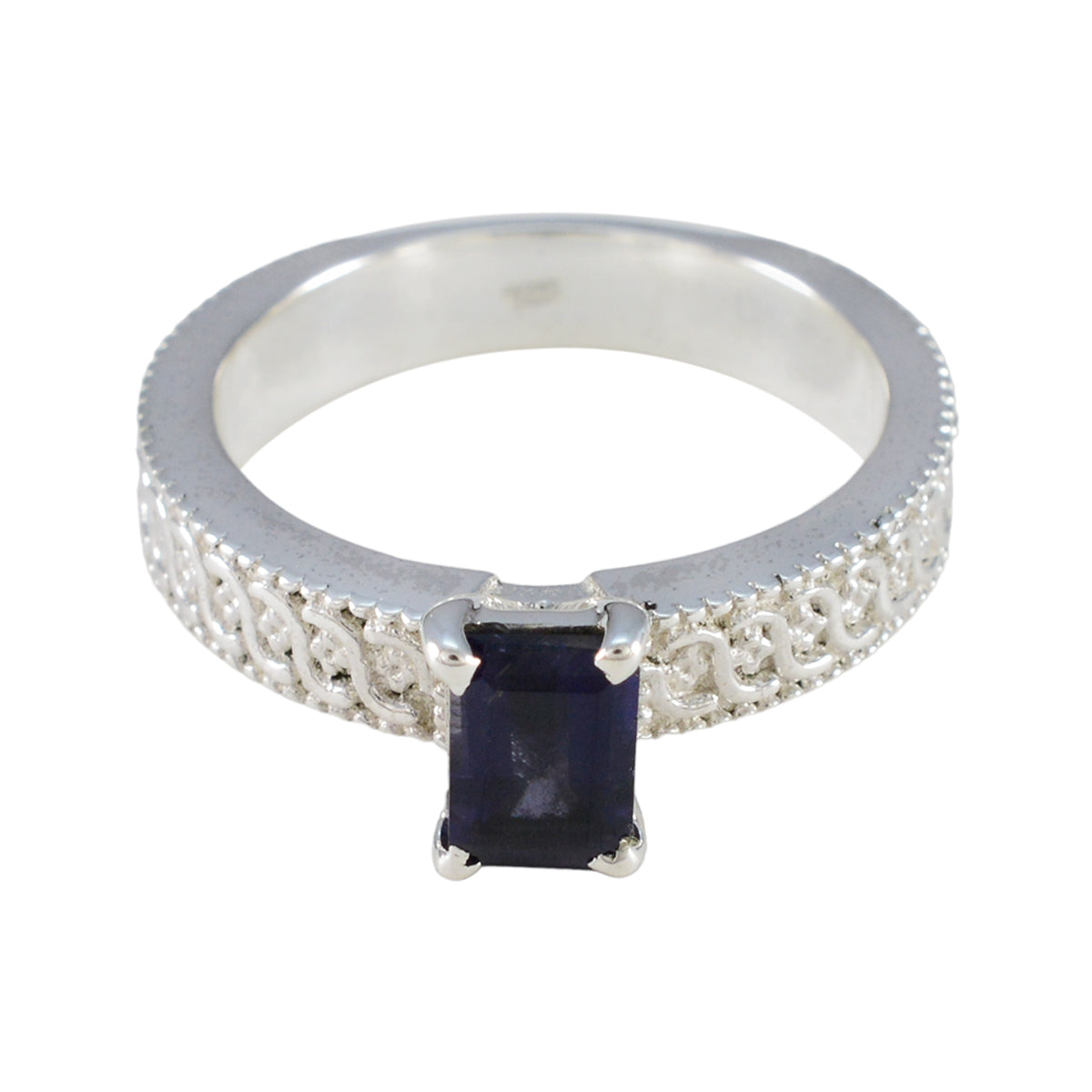 Ángeles Contemporary Blue Solitaire Ring Iolite Blue