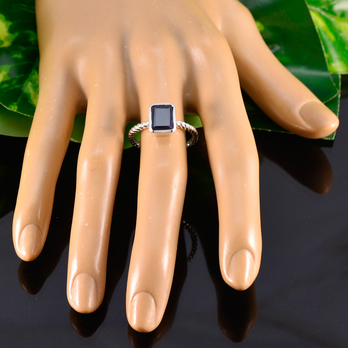 Agnes Contemporary Blue Solitaire Ring