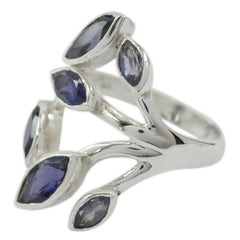 Natalia Leafy Blue Hexa Ring