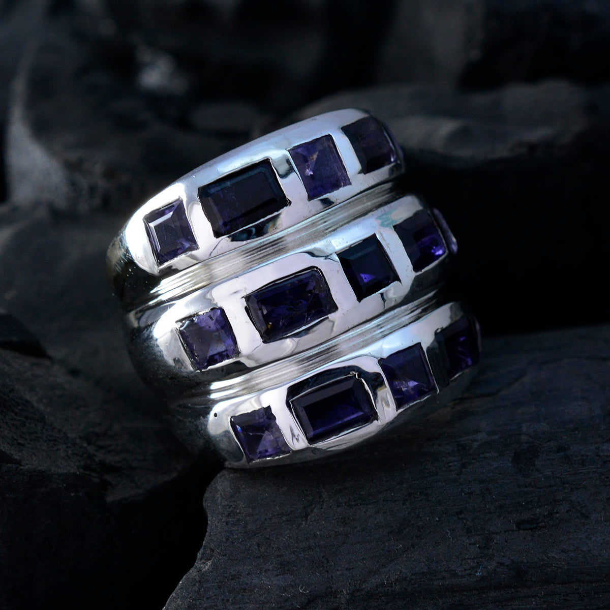 Lucia Cocktail Blue multiple Ring