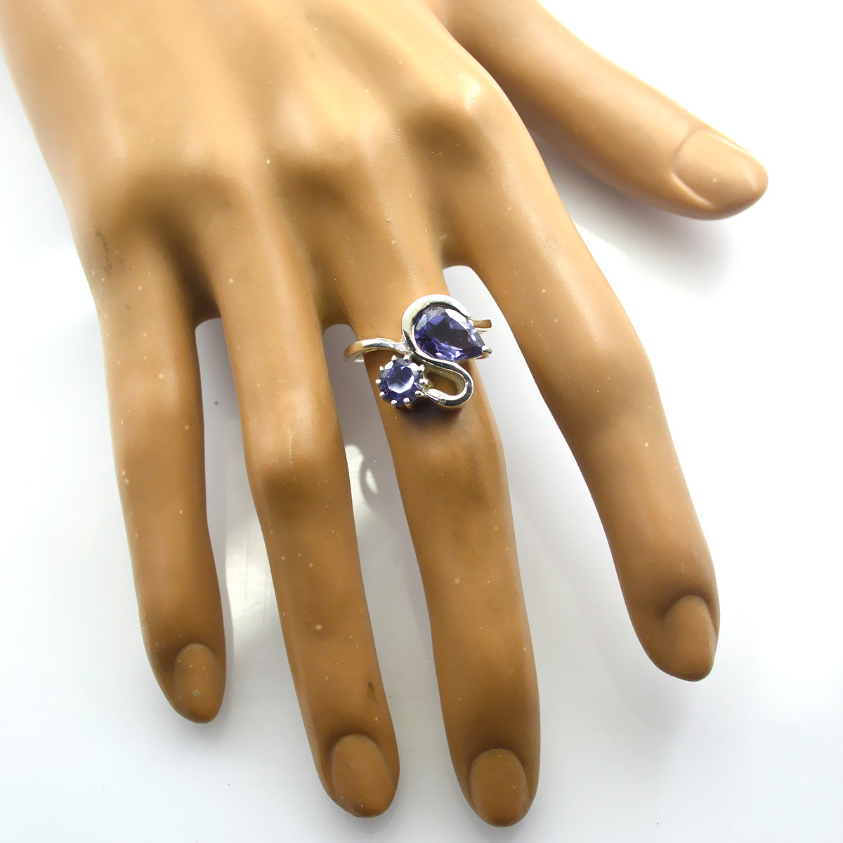 Aaliyah Feminine Blue Toi et Moi Ring