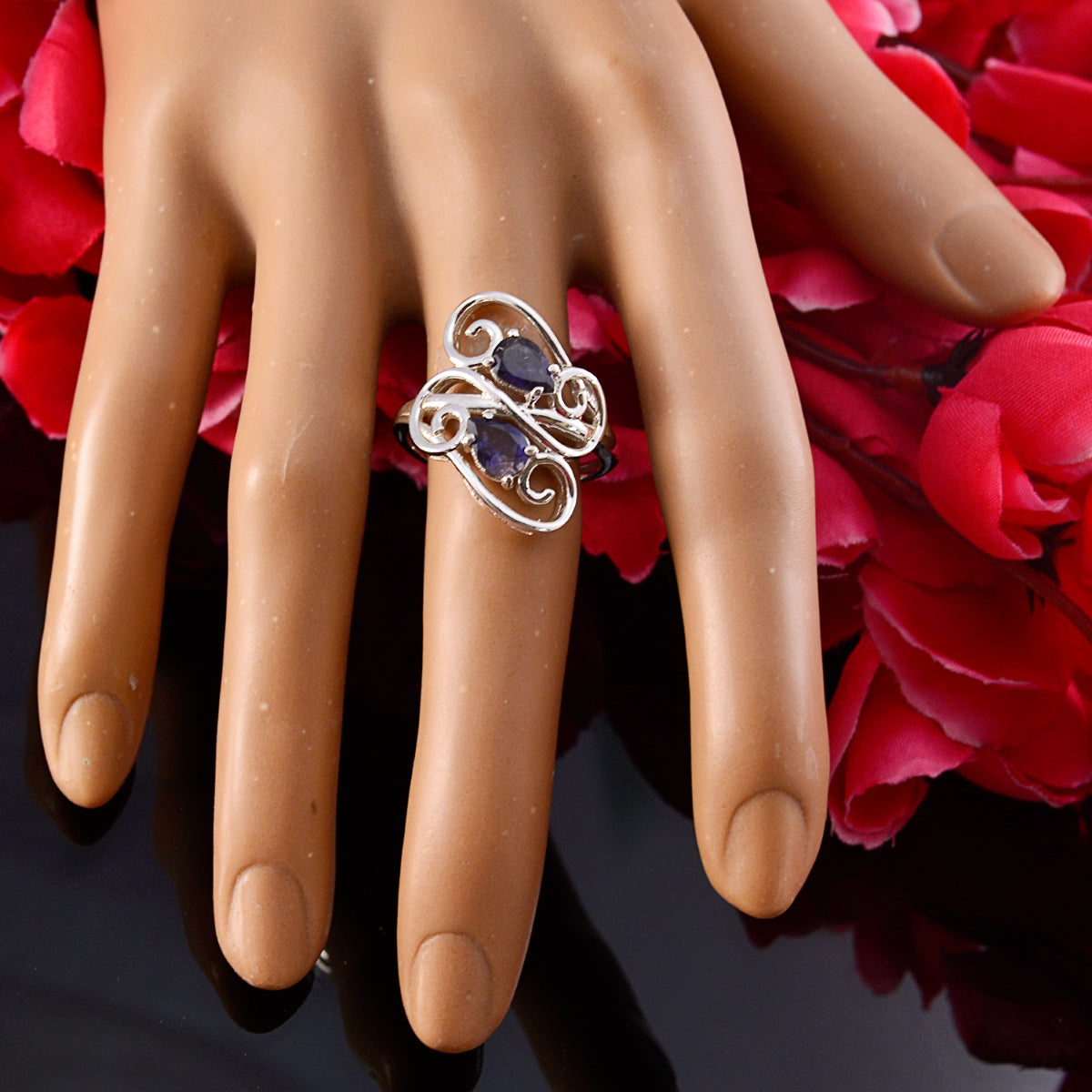 Aisha Modern Blue Toi et Moi Ring