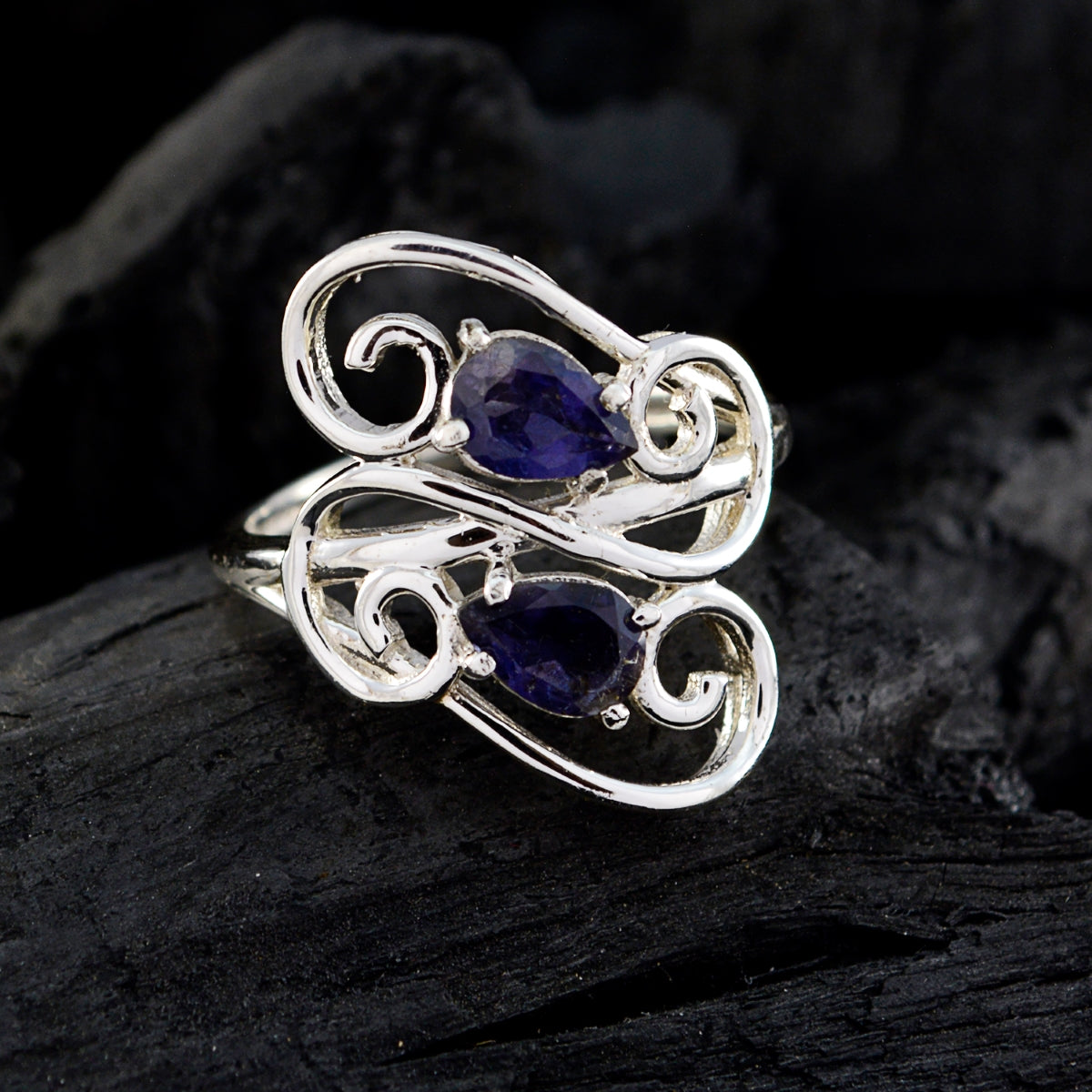Aisha Modern Blue Toi et Moi Ring