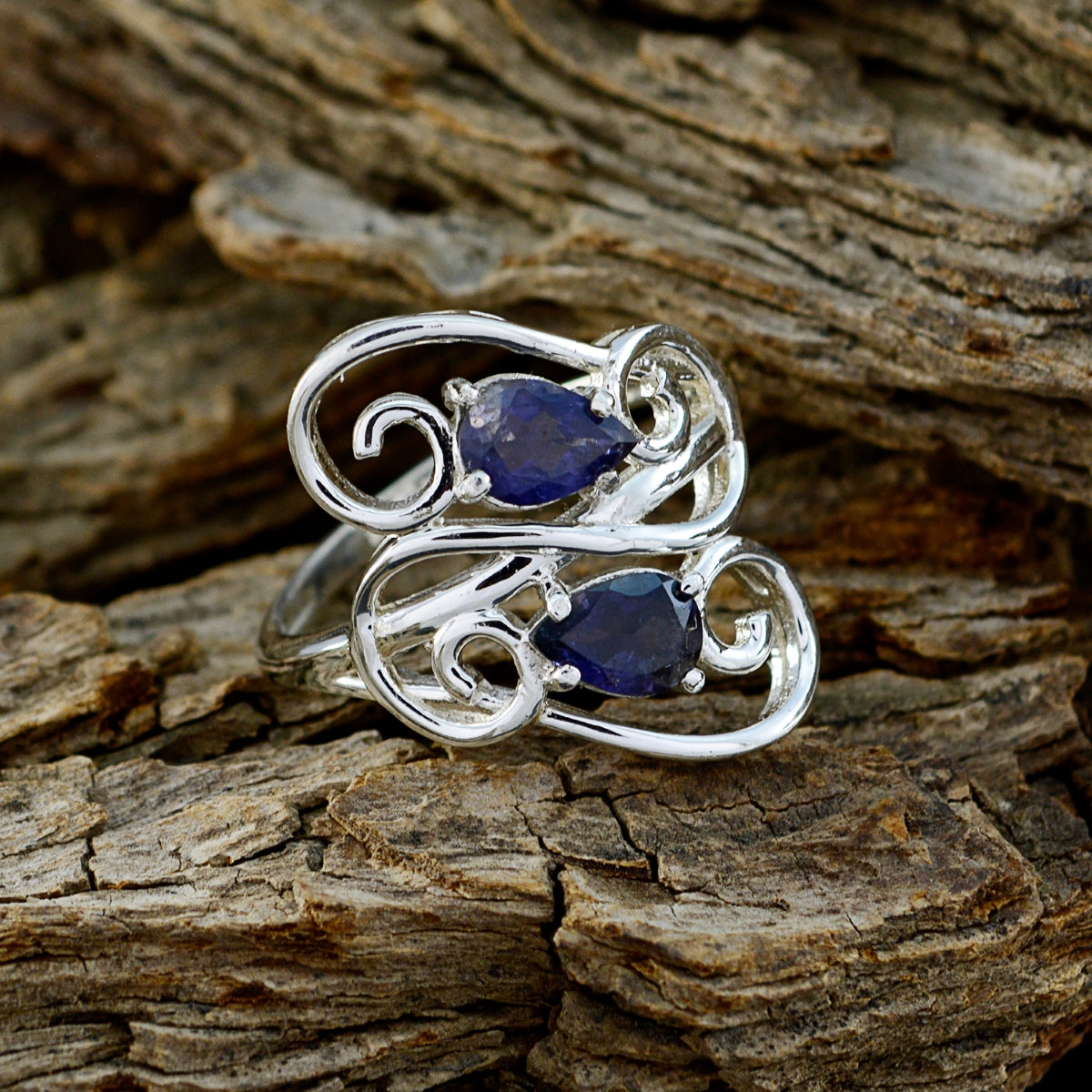 Aisha Modern Blue Toi et Moi Ring