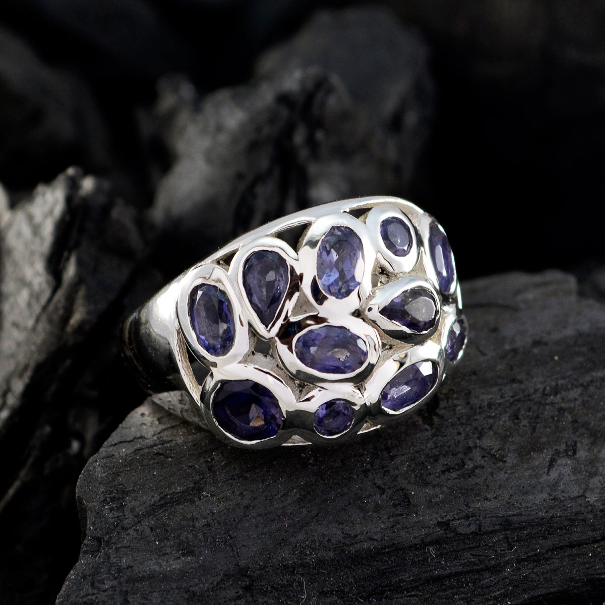Audrey Abstract Blue multiple Ring