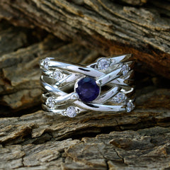 Hazel Modern Blue Halo Ring