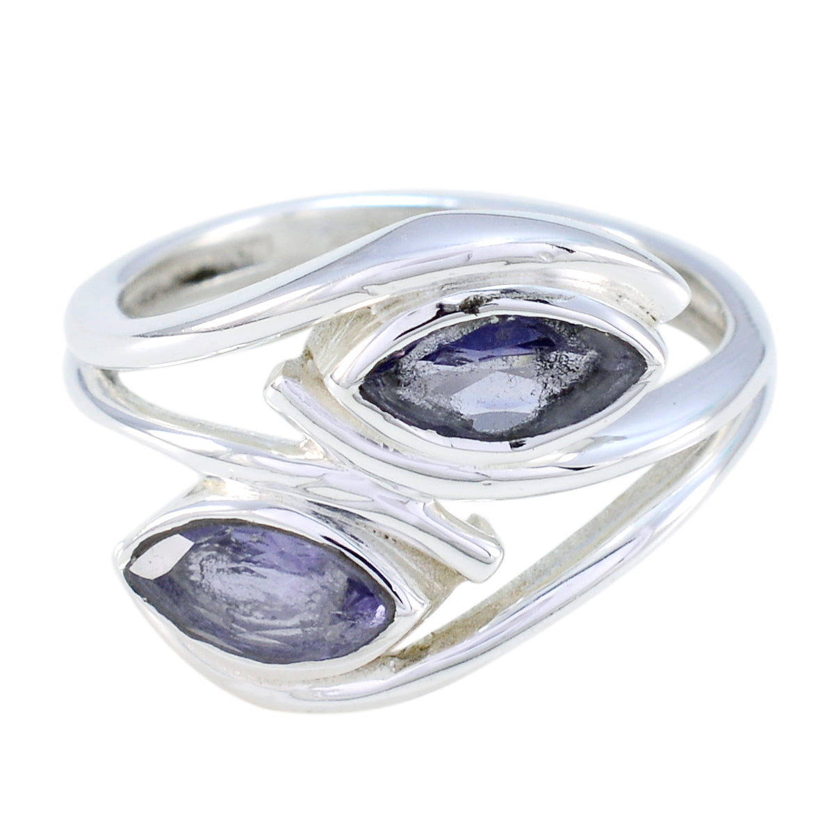 Inès Contemporary Blue Toi et Moi Ring Iolite Blue