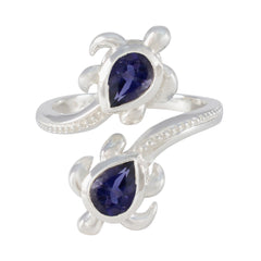 Giulia Artisan Blue Toi et Moi Ring Iolite Blue