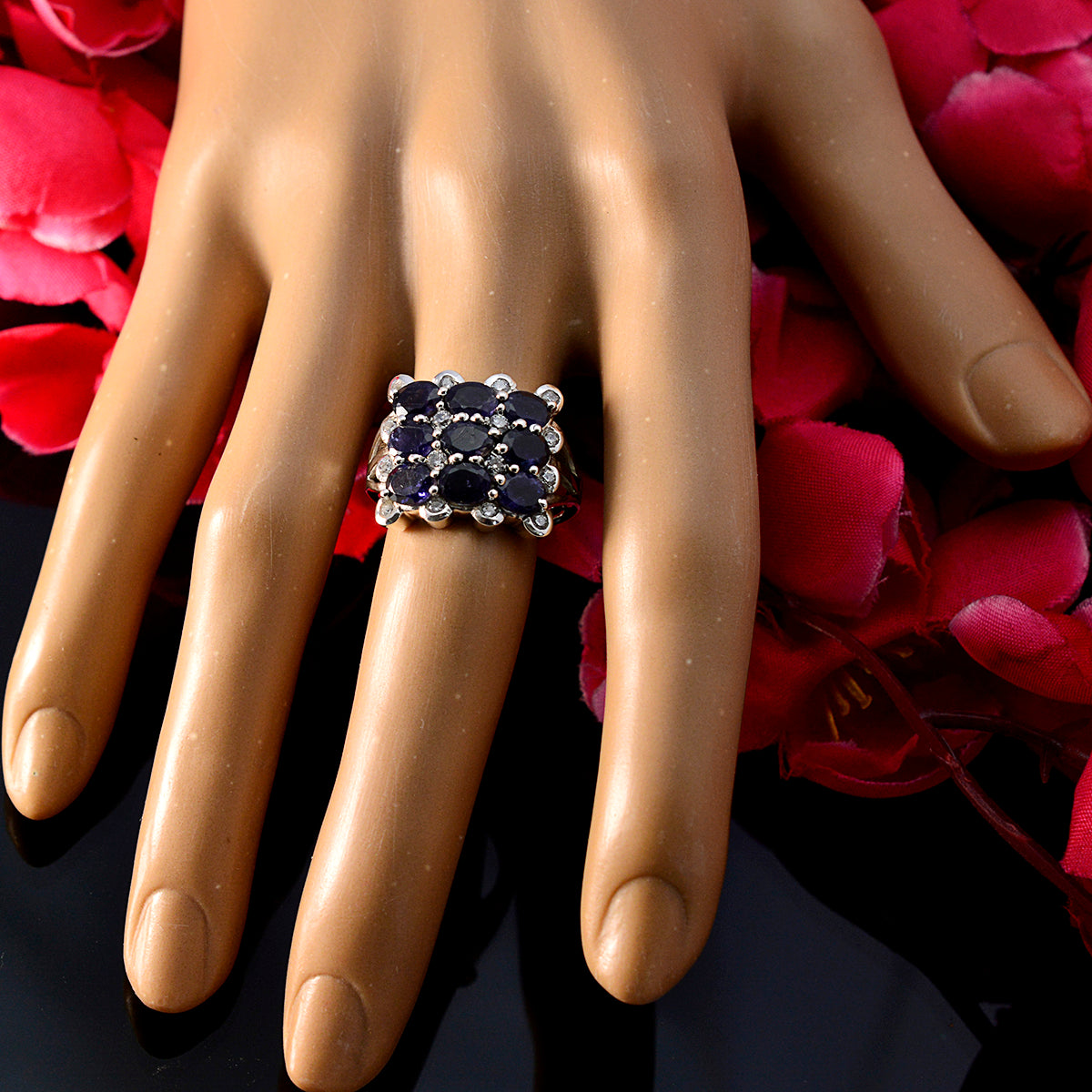 Aisha Sophisticated Blue Navratna Ring