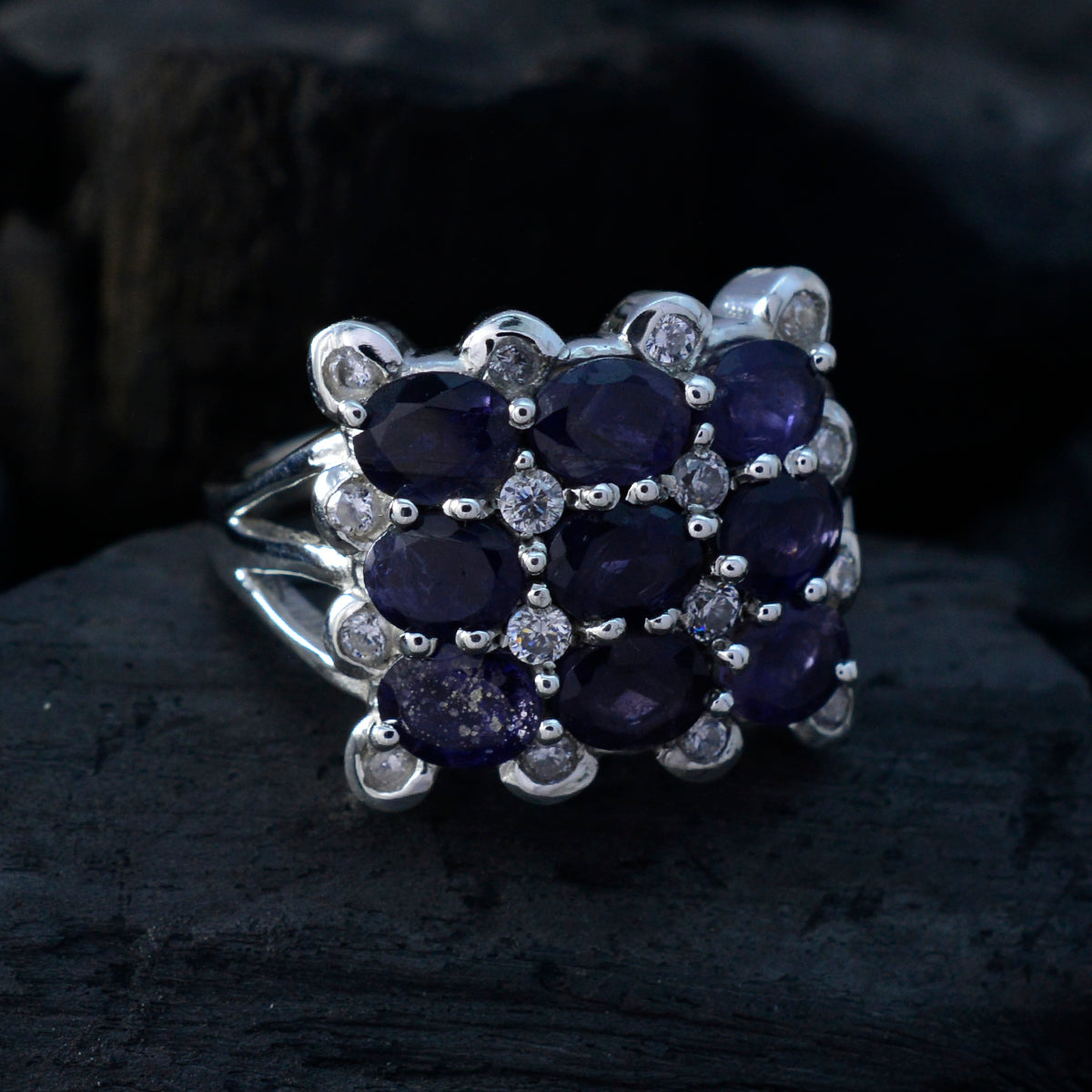 Aisha Sophisticated Blue Navratna Ring