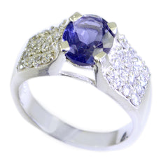 Hazel Romantic Blue Halo Ring Iolite Blue