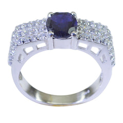 Leah Contemporary Blue Halo Ring Iolite Blue