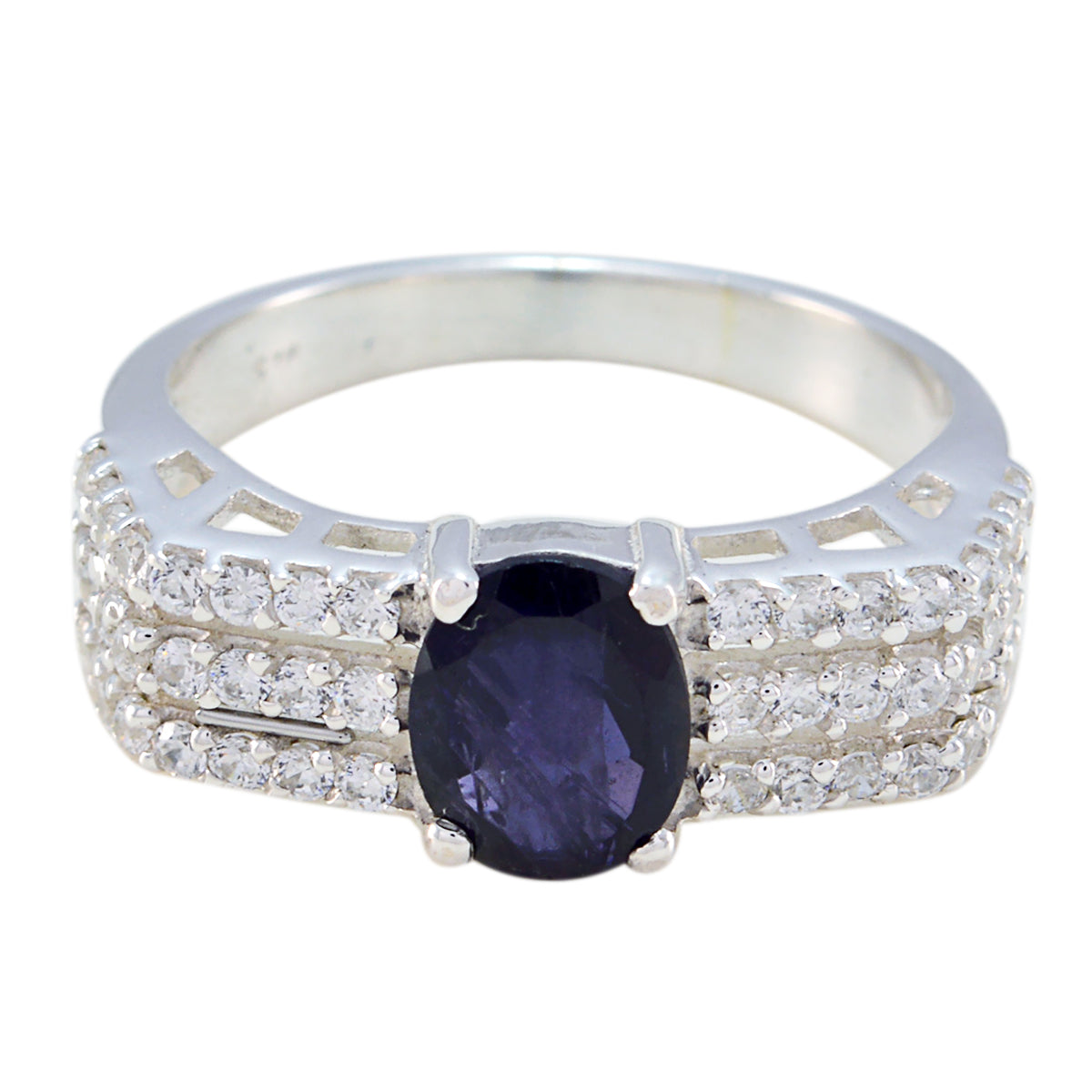 Leah Contemporary Blue Halo Ring