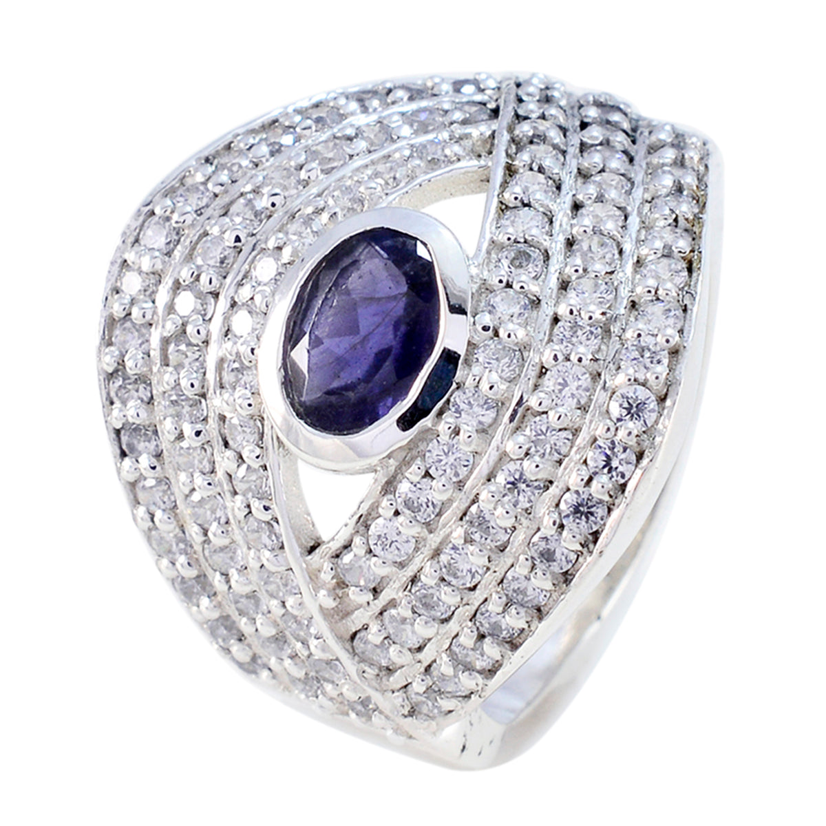 Meera Contemporary Blue Halo Ring