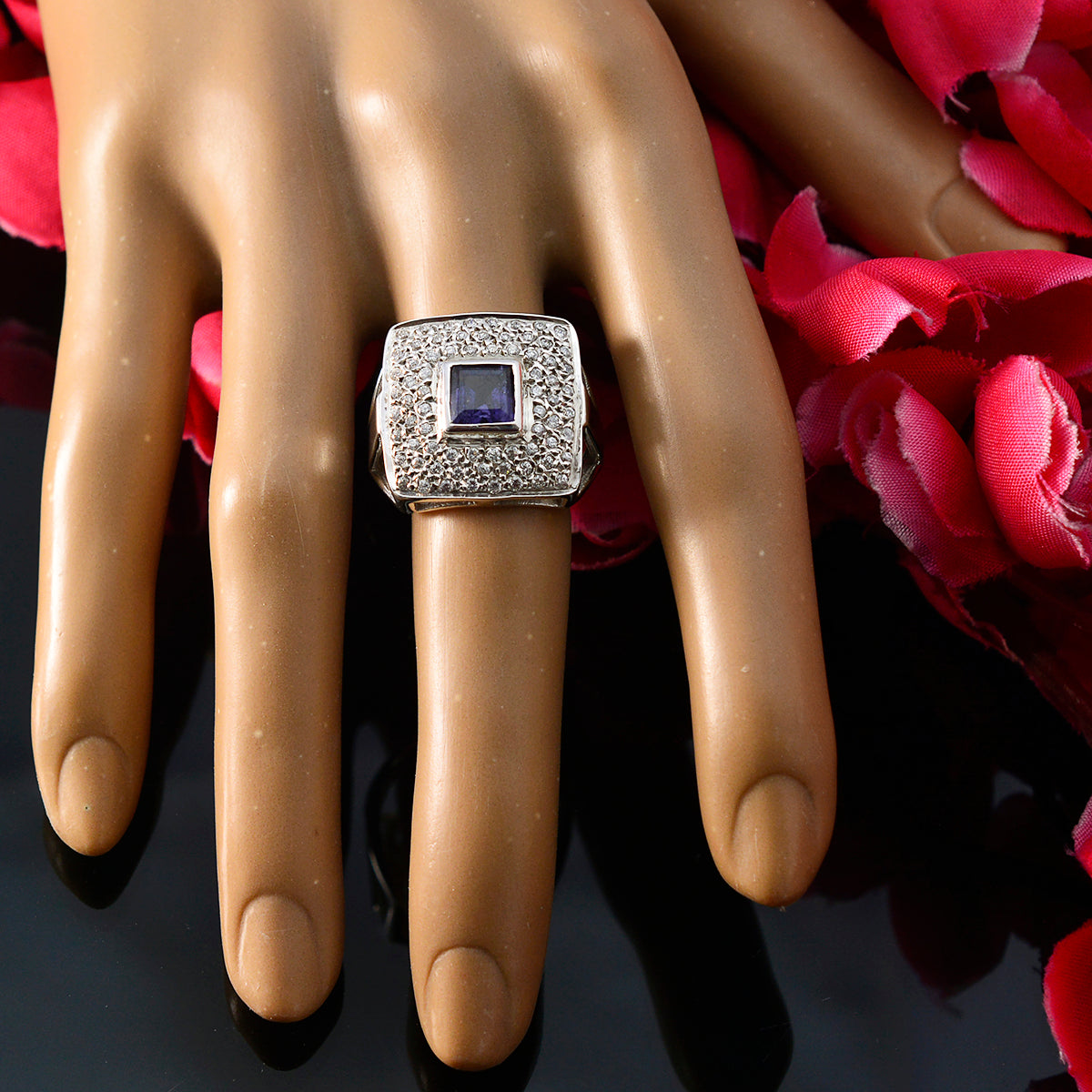 Renata Contemporary Blue Halo Ring