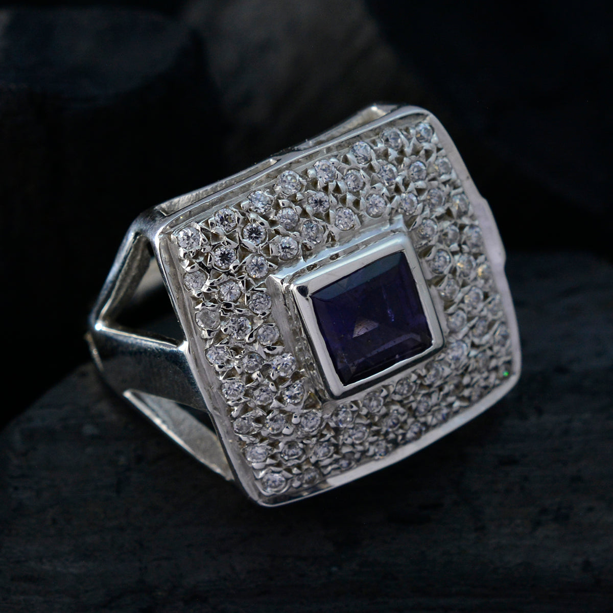 Renata Contemporary Blue Halo Ring