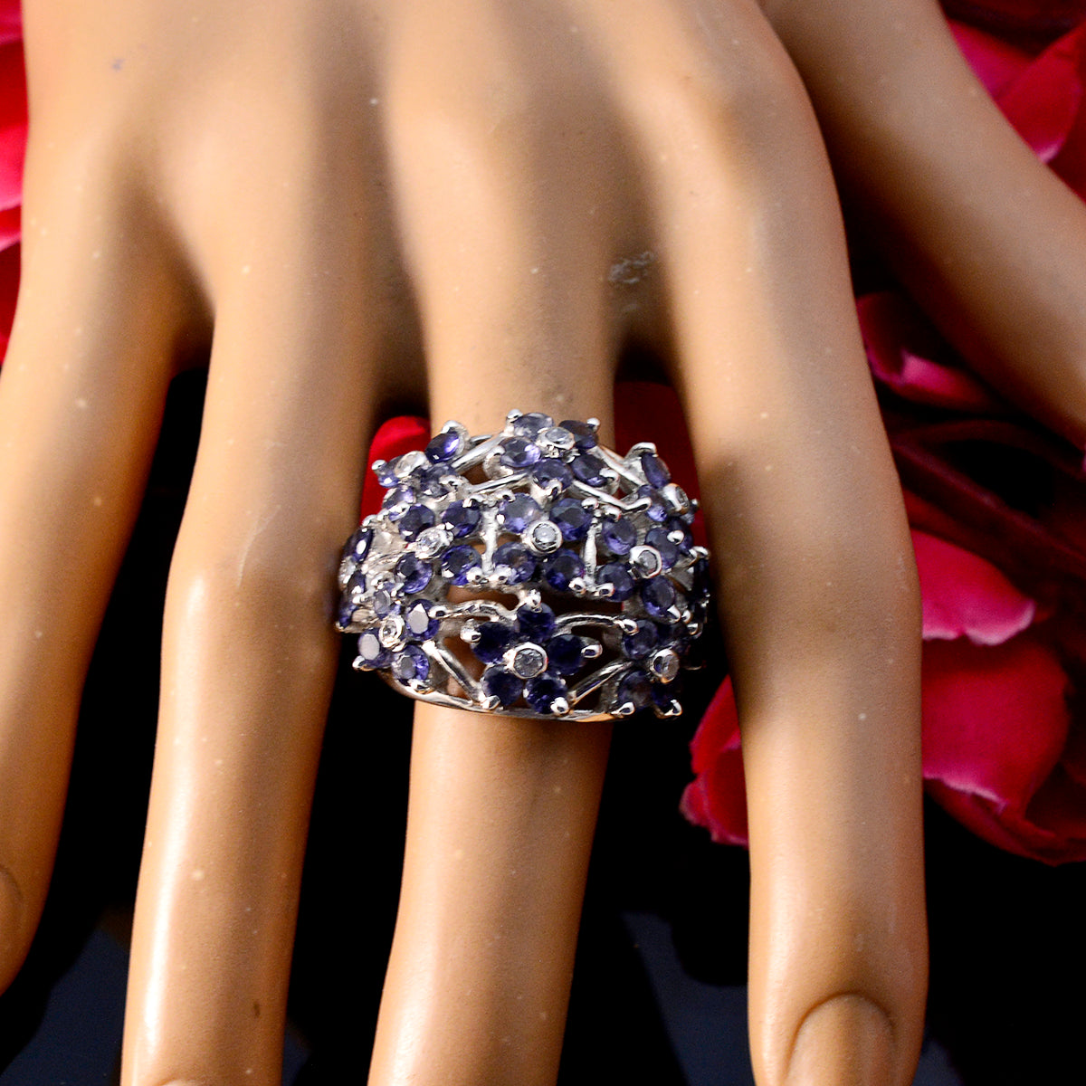 Ivana Floral Blue multiple Ring