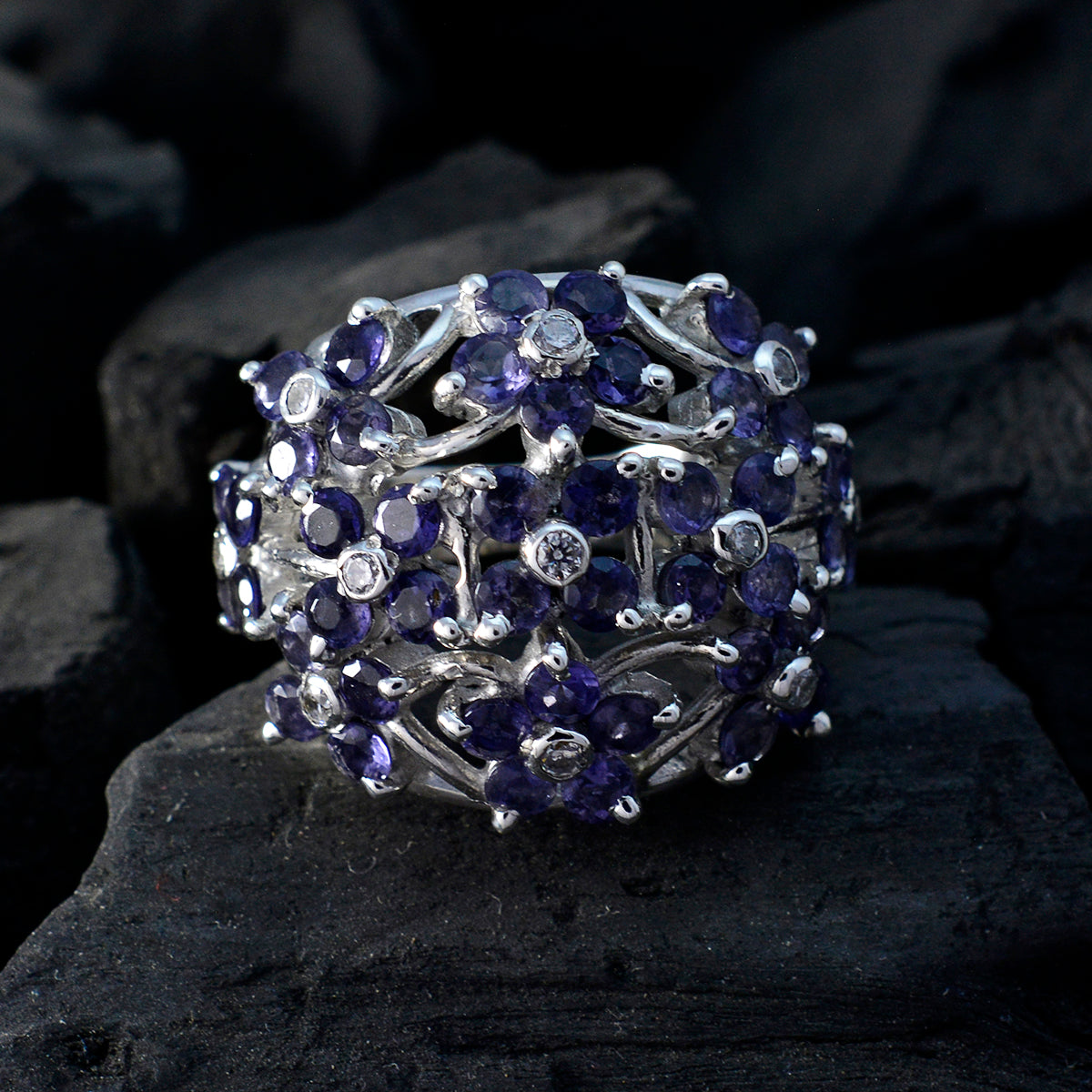 Ivana Floral Blue multiple Ring