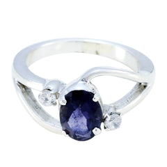 Ananya Modern Blue Halo Ring Iolite Blue
