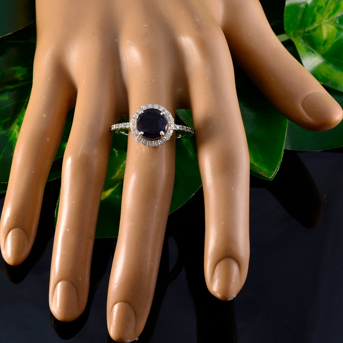 Andrea Modern Blue Halo Ring