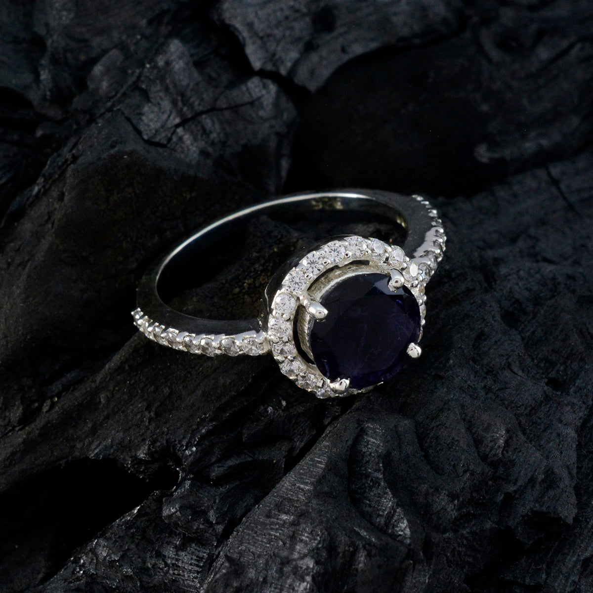 Andrea Modern Blue Halo Ring