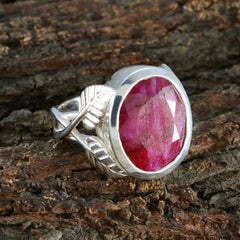 Mathilde Leafy Red Solitaire Ring