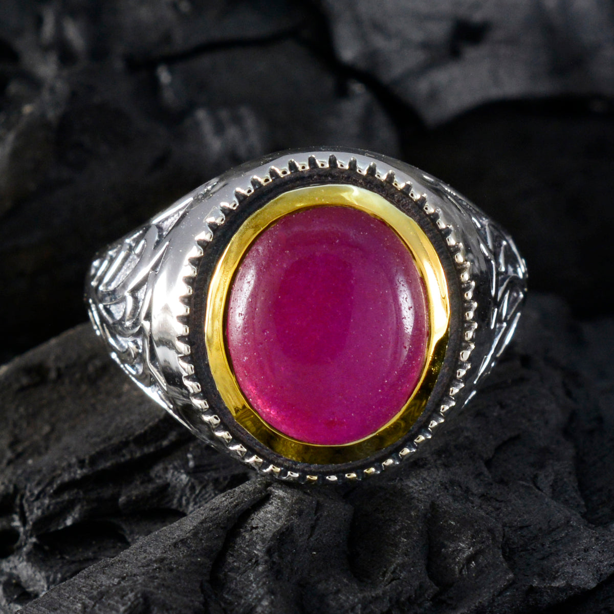 Lorena Filigree Red Solitaire Ring