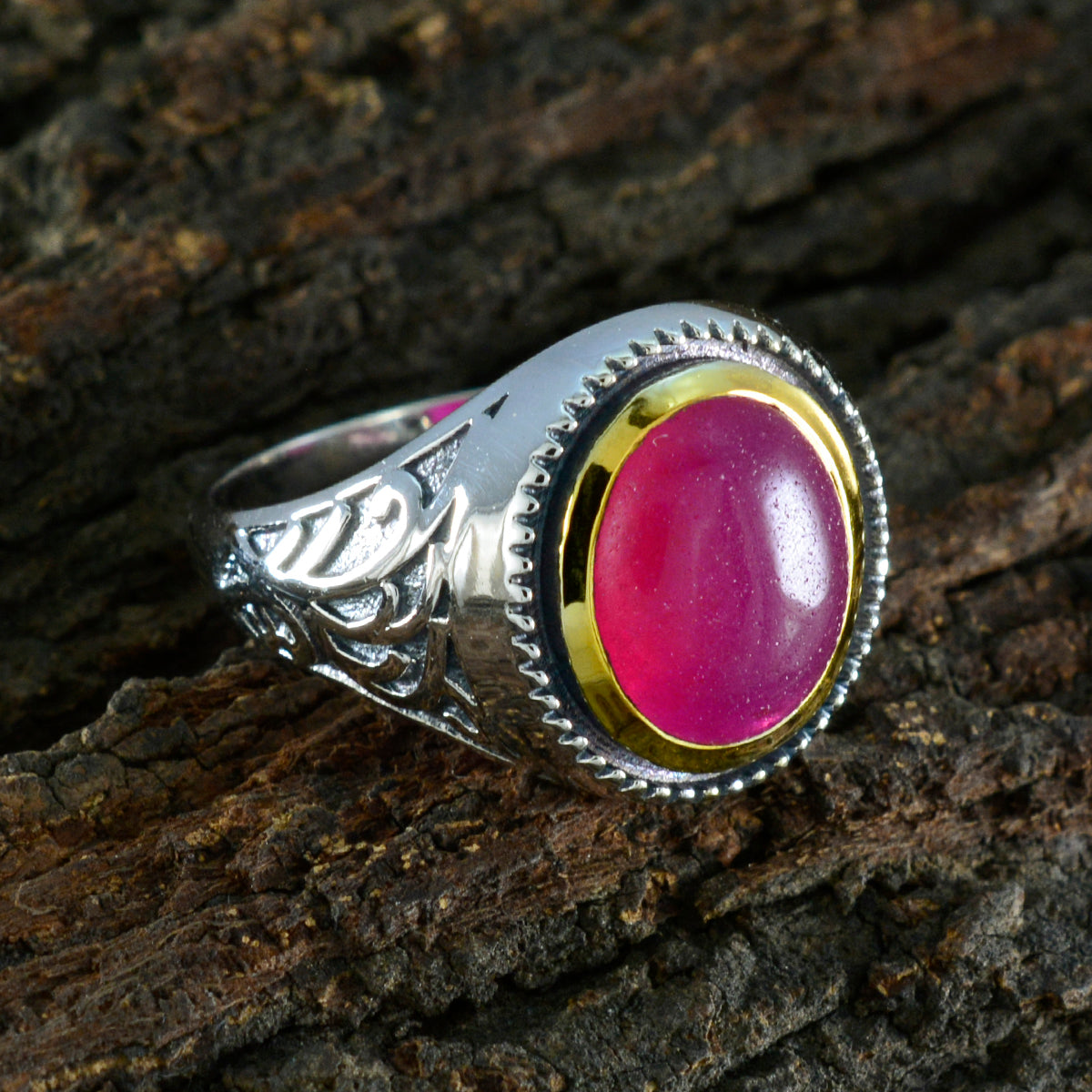 Lorena Filigree Red Solitaire Ring