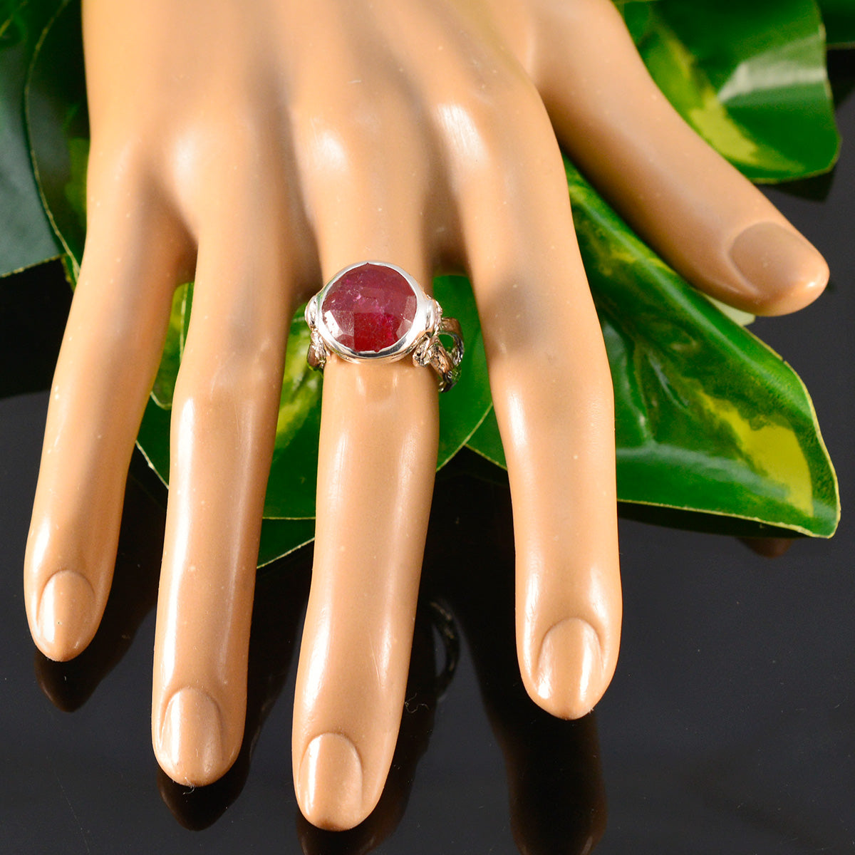 Nisa Modern Red Solitaire Ring