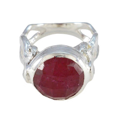 Nisa Modern Red Solitaire Ring Indian Ruby Red