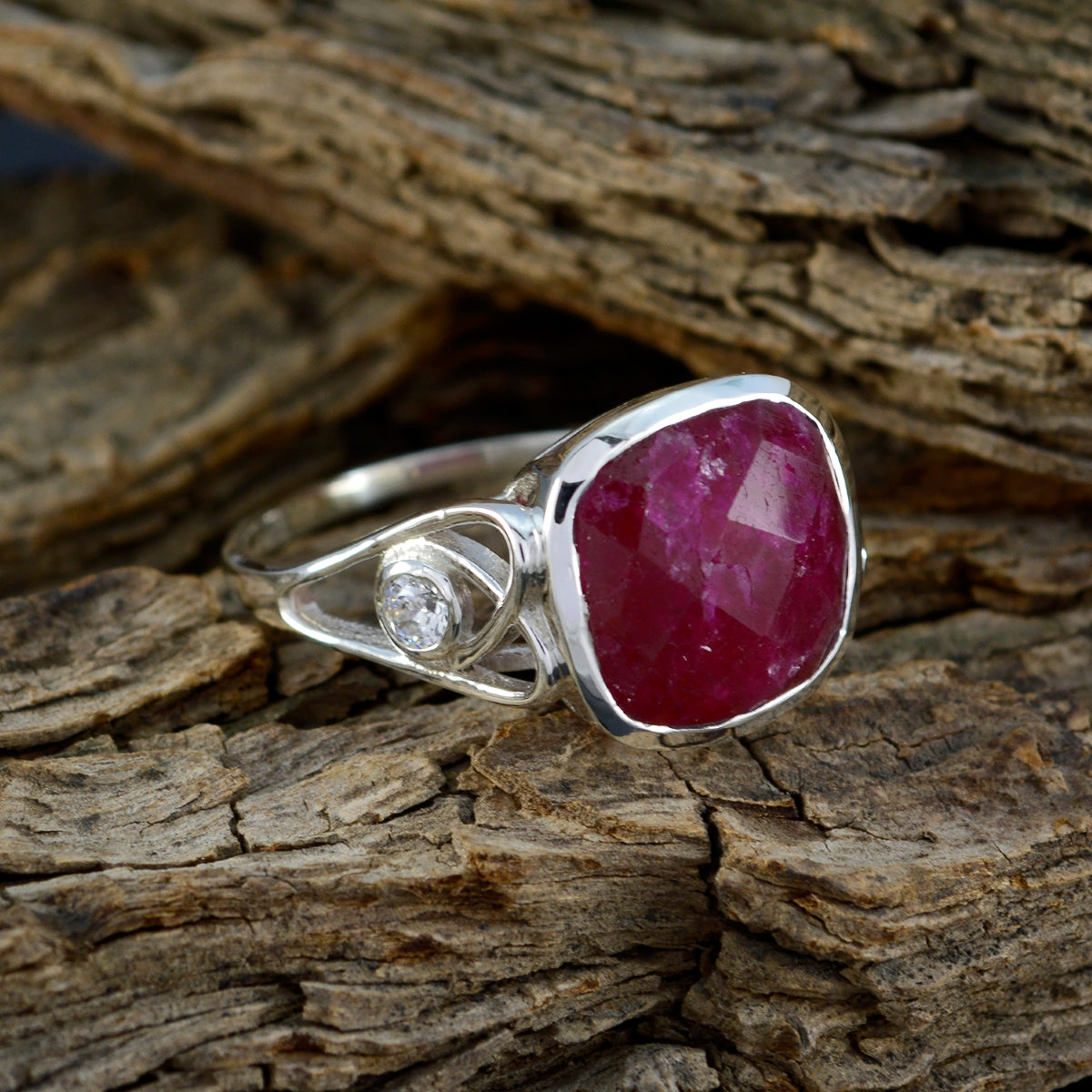 Ayesha Graceful Red Halo Ring
