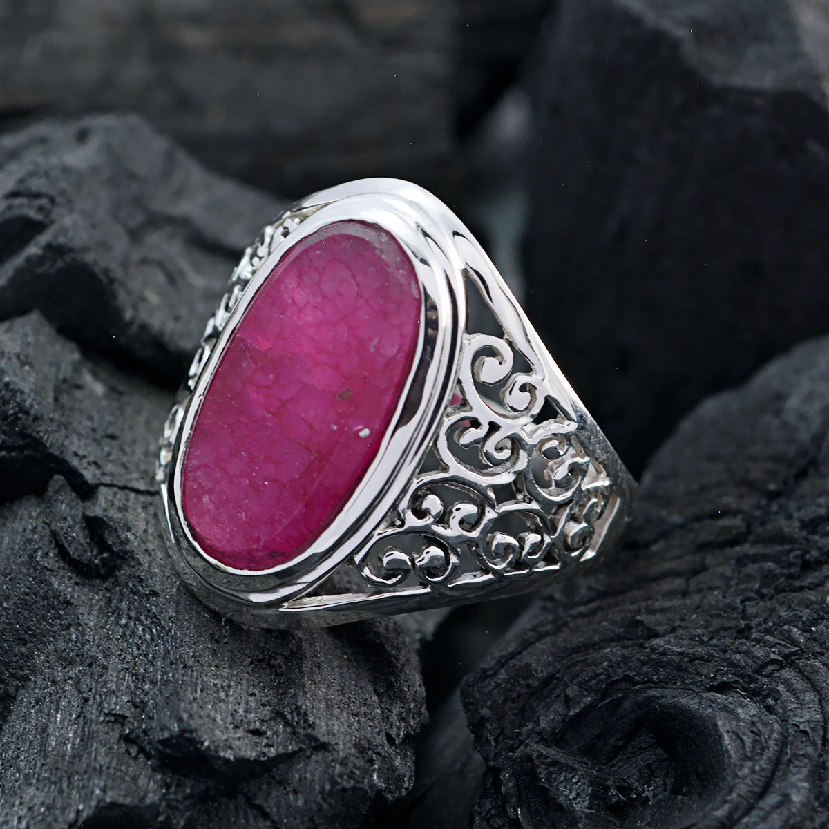 Josephine Filigree Red Solitaire Ring