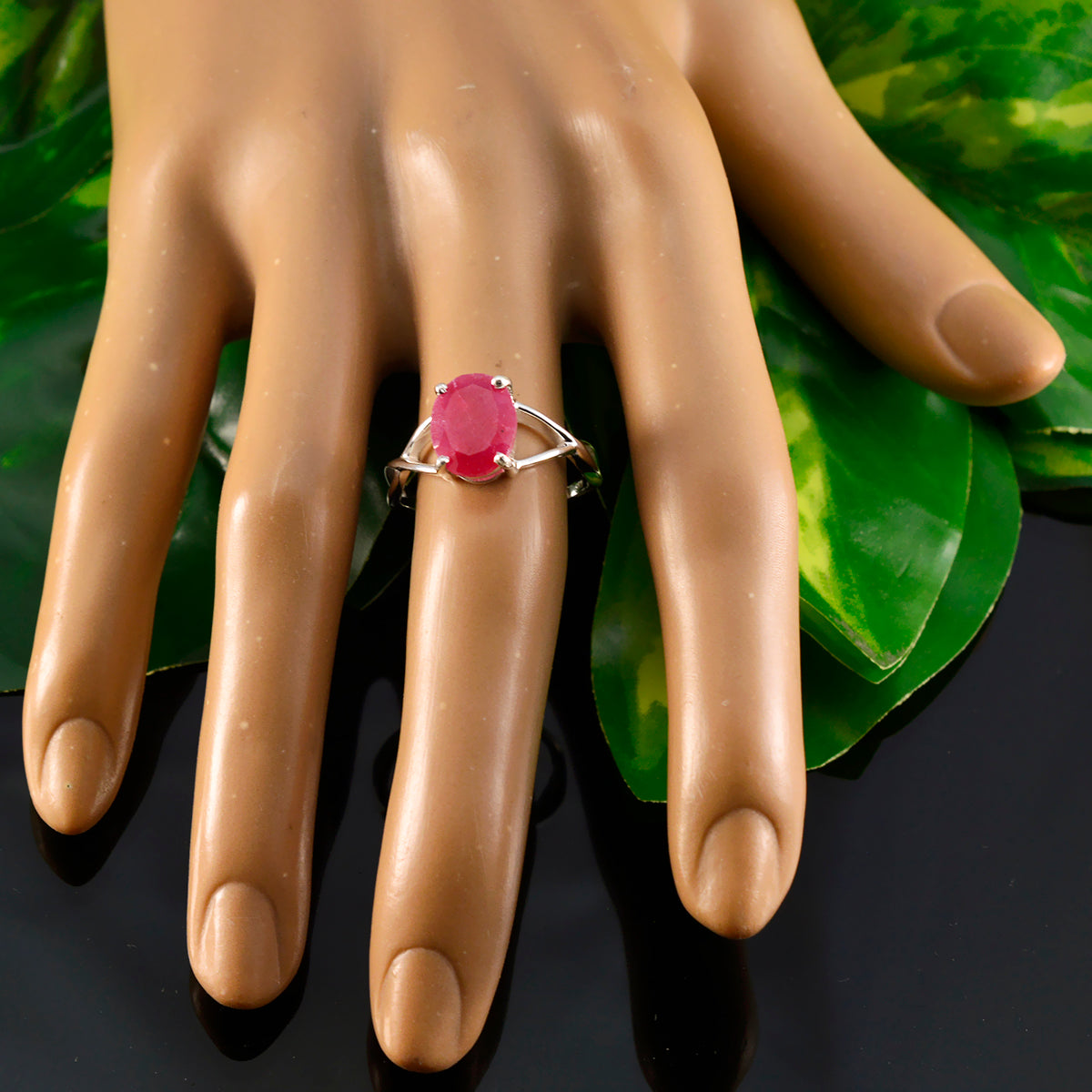 Sakura Contemporary Red Solitaire Ring