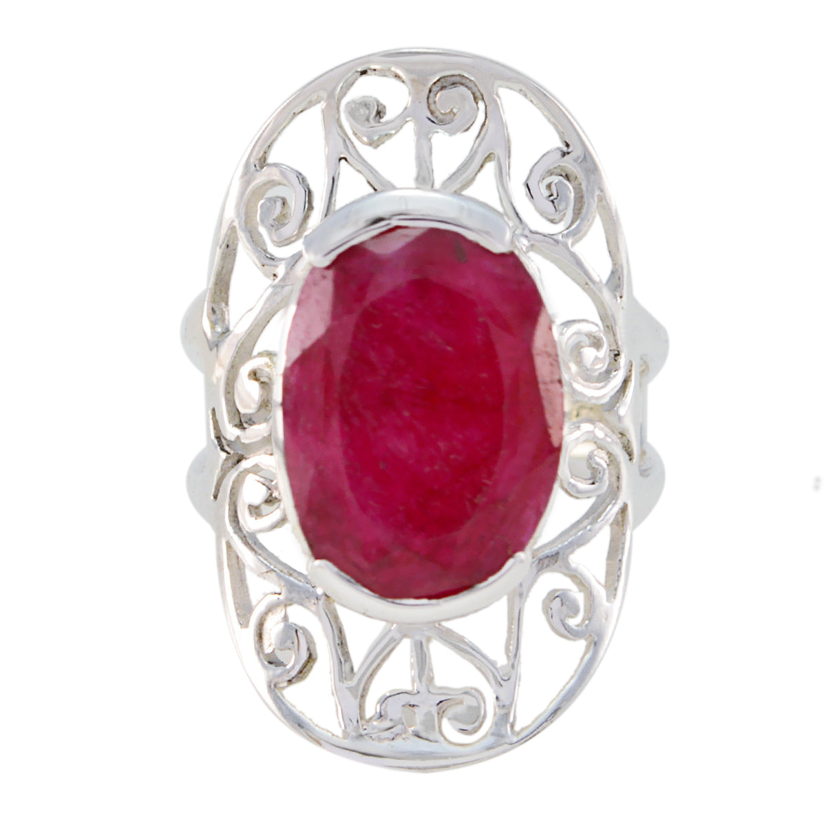 Yasmine Art Deco Red Solitaire Ring