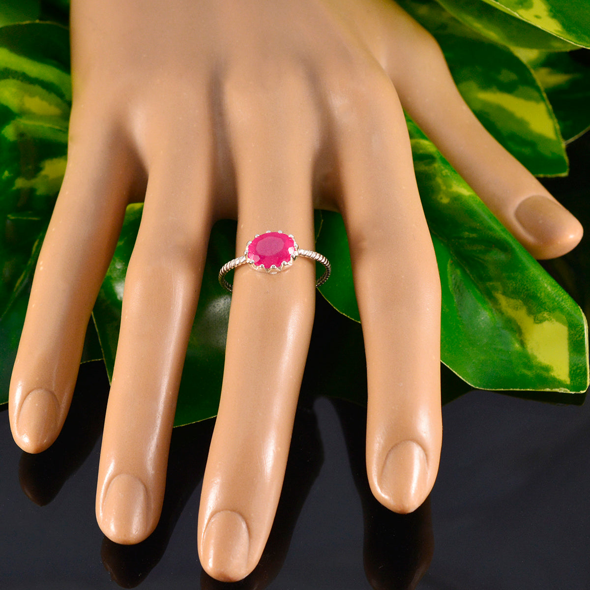 Ha-eun Twist Red Solitaire Ring