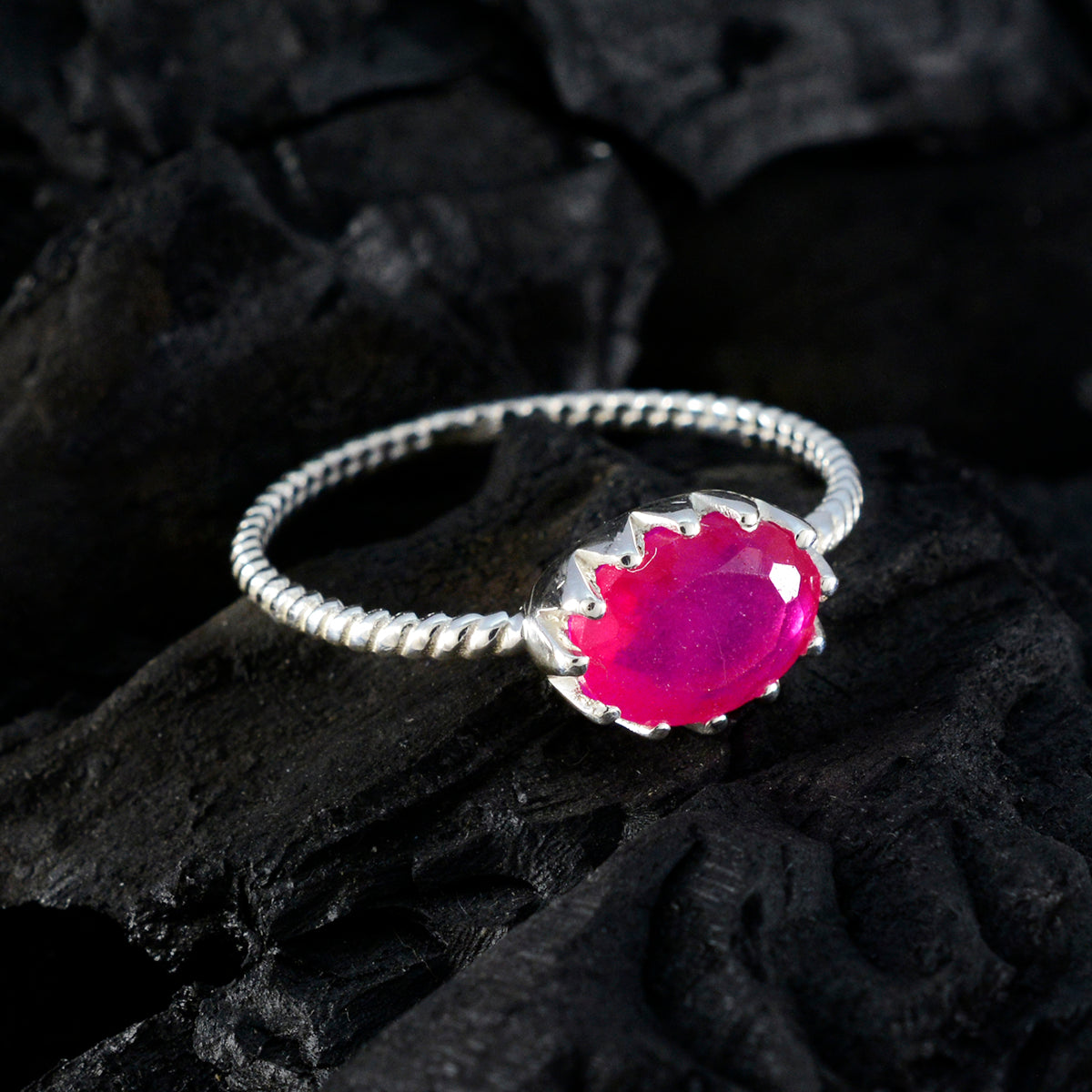 Ha-eun Twist Red Solitaire Ring