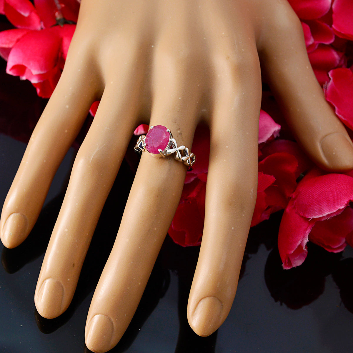 Laura Twist Red Solitaire Ring