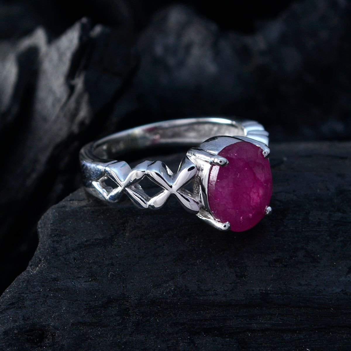 Laura Twist Red Solitaire Ring