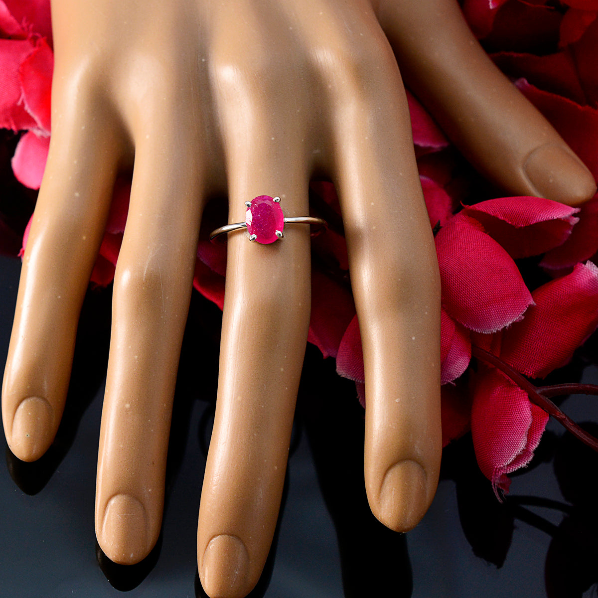 Olivia Feminine Red Solitaire Ring