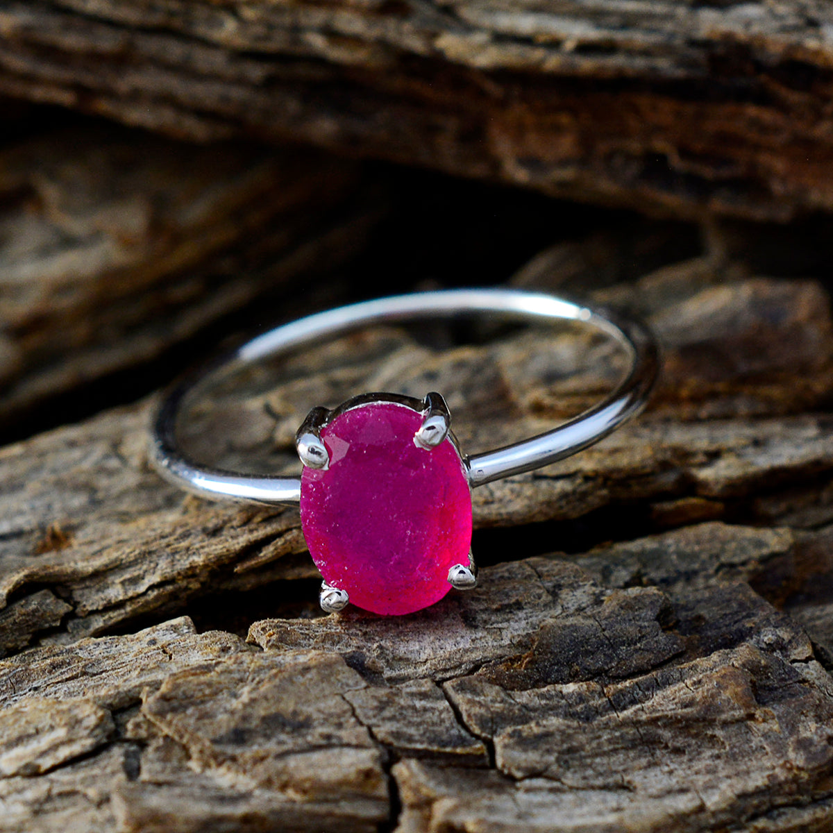 Olivia Feminine Red Solitaire Ring