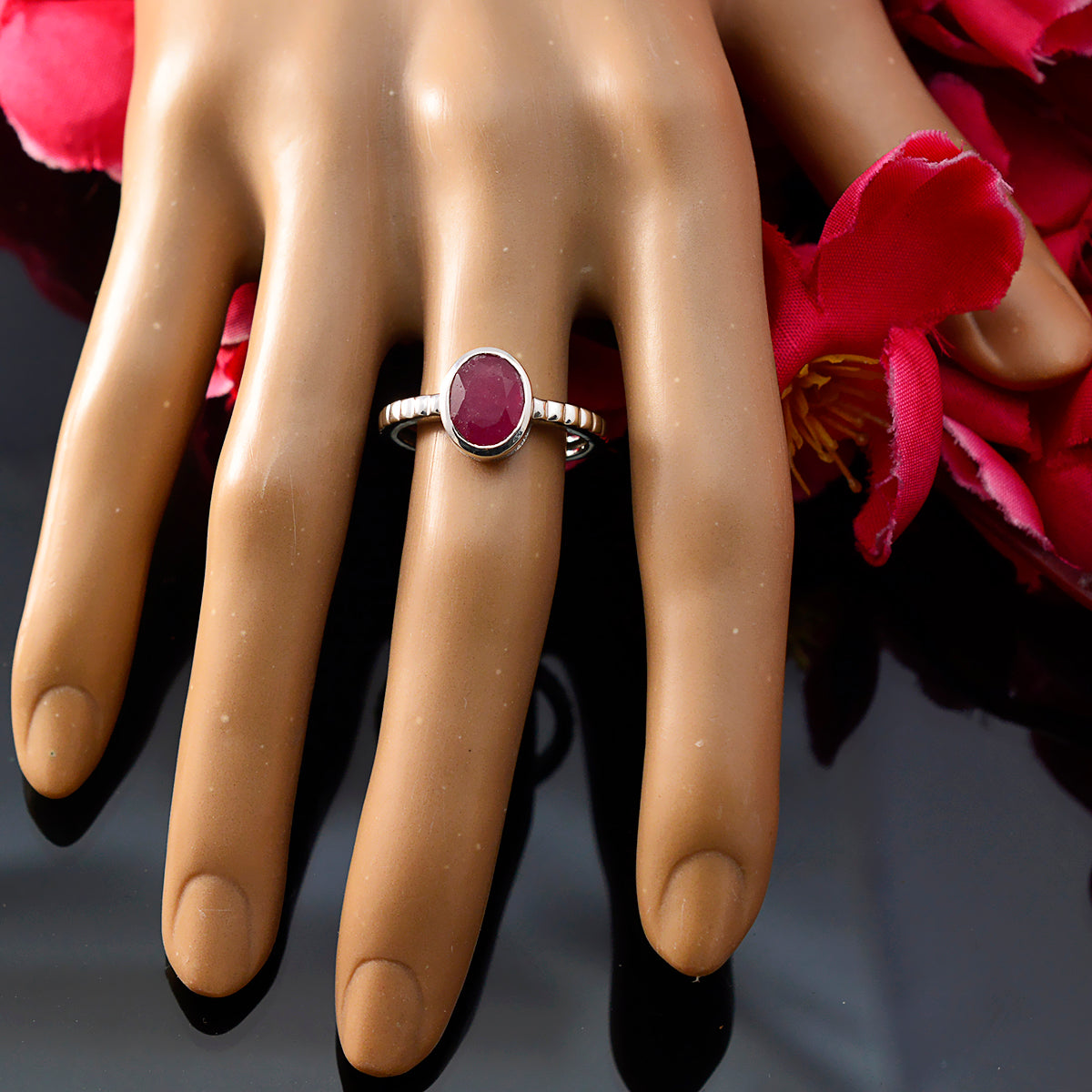 Teresa Ethnic Red Solitaire Ring