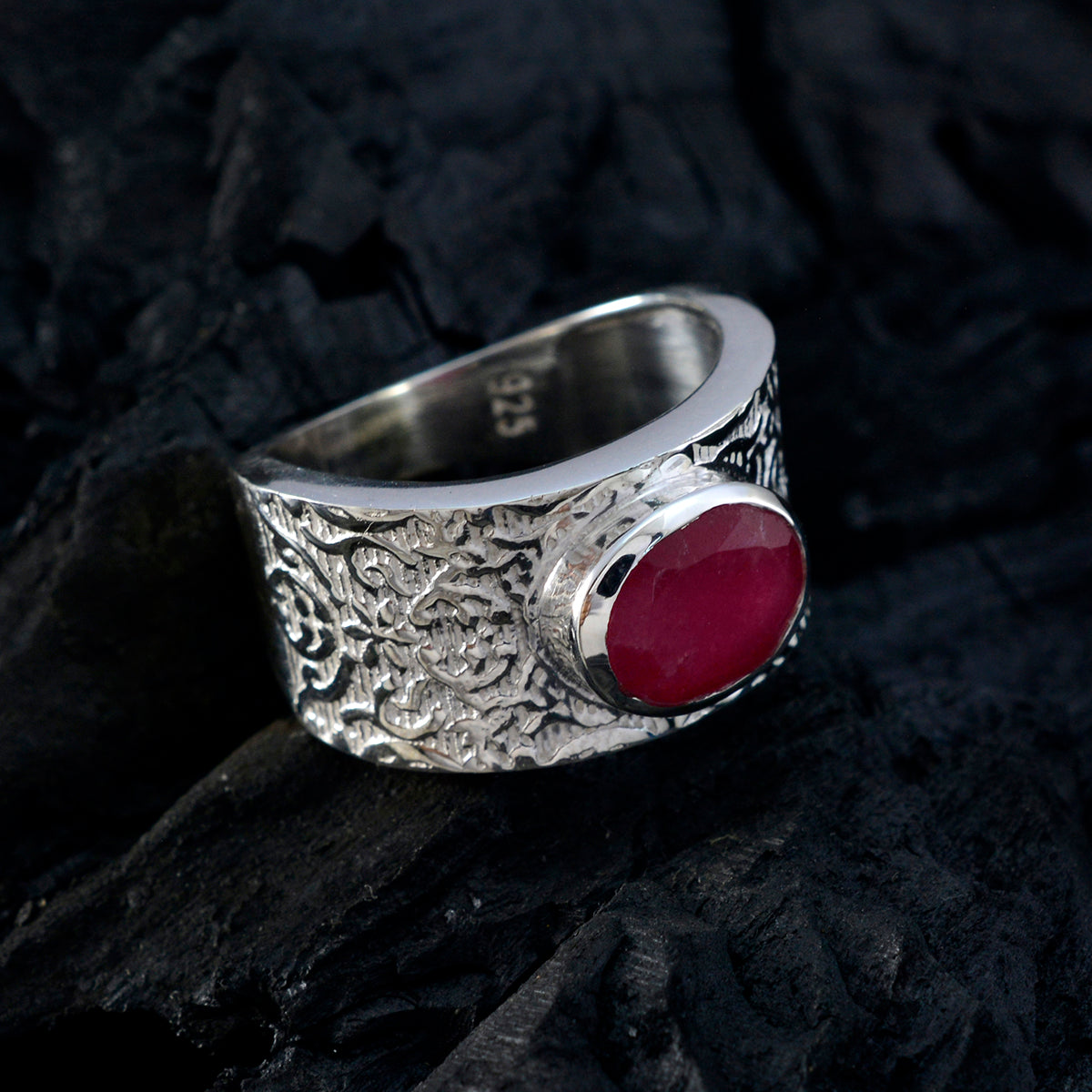 Zoey Art Deco Red Solitaire Ring