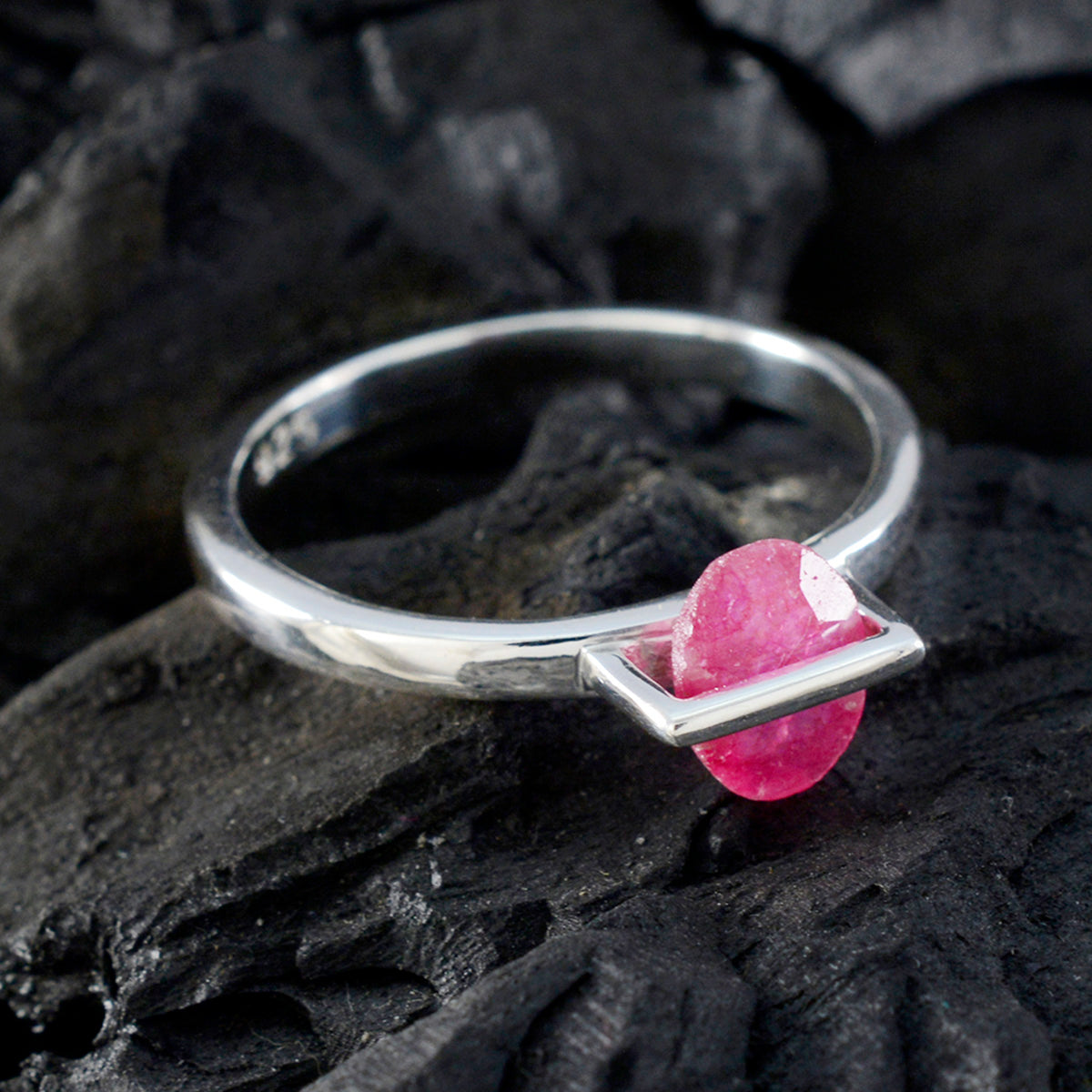 Haruka Graceful Red Solitaire Ring