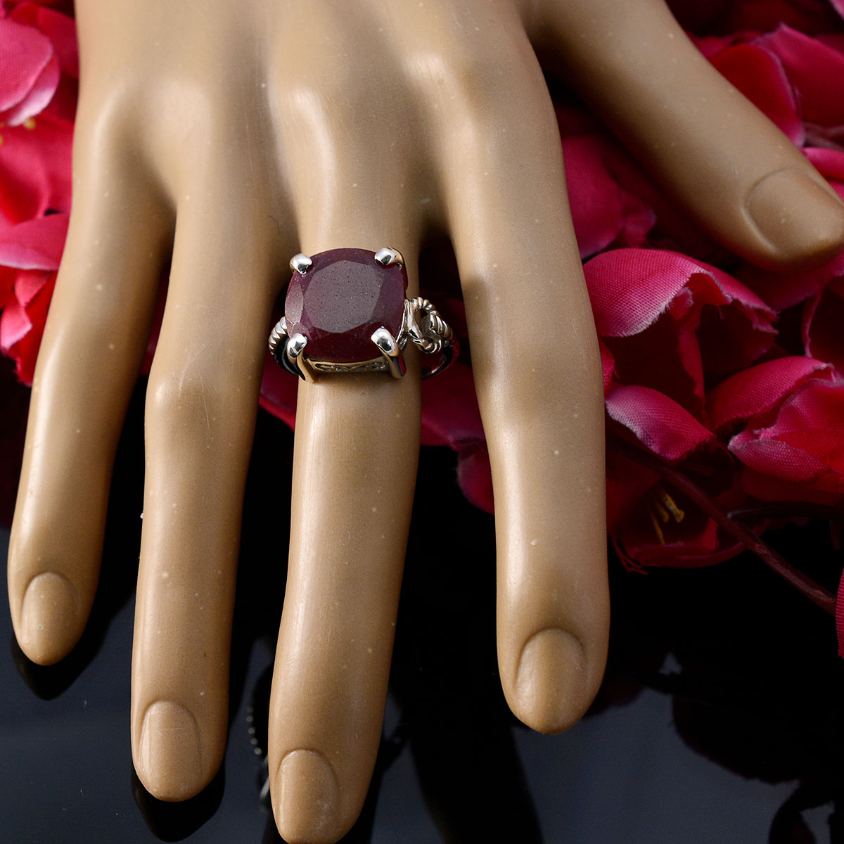 Lakshmi Modern Red Solitaire Ring