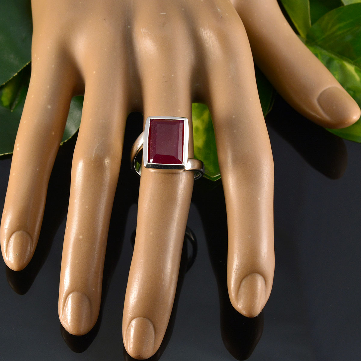 Anna Contemporary Red Solitaire Ring