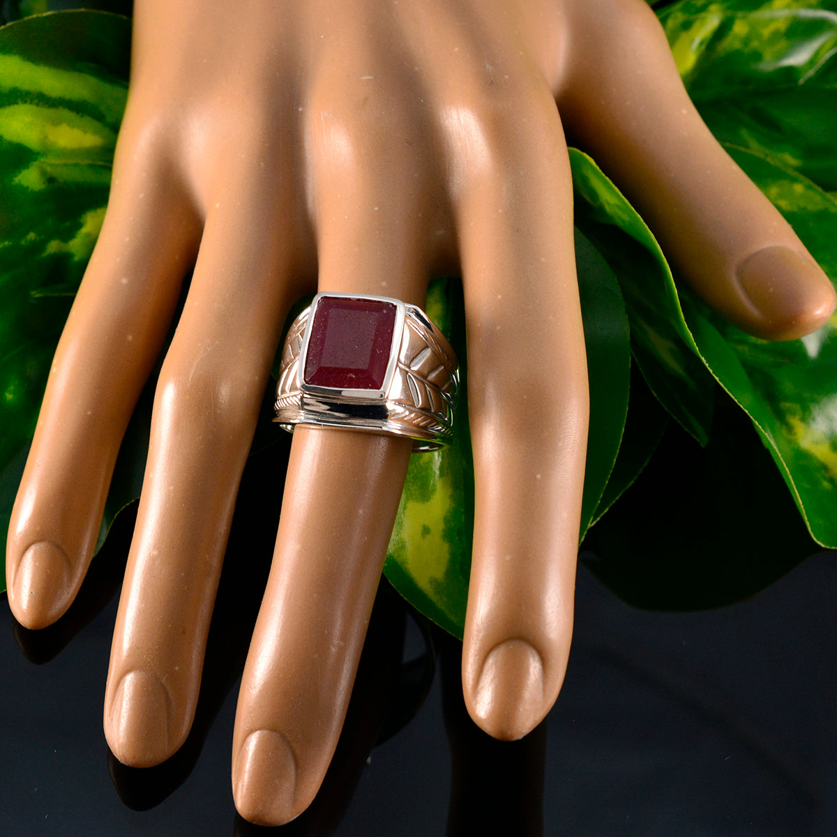 Evelyn Modern Red Solitaire Ring
