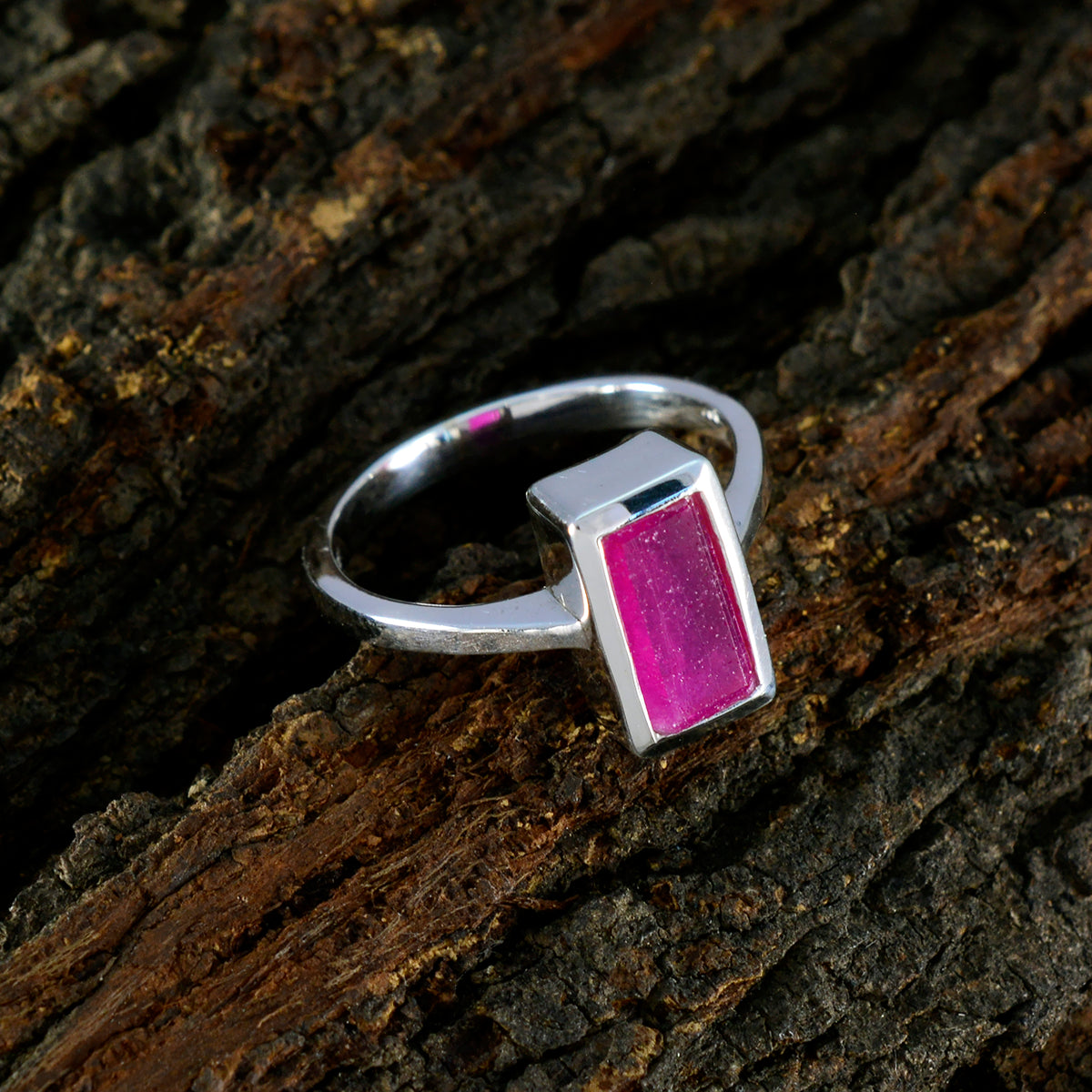Ayesha Modern Red Solitaire Ring