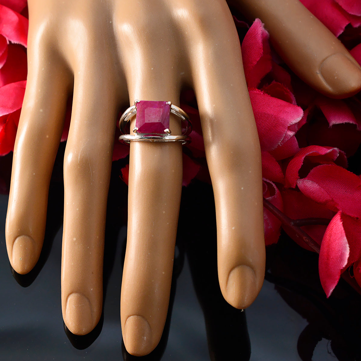 Alina Contemporary Red Solitaire Ring